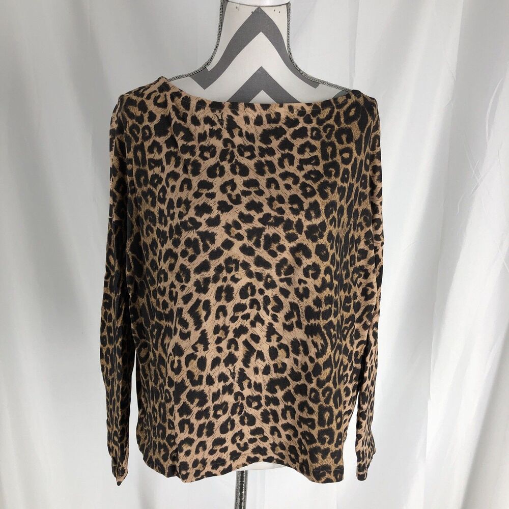 ALL SAINTS Leopard Print 3/4 Sleeve Tee, XS
